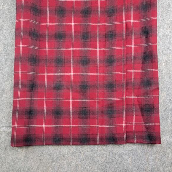 Liz Claiborne Y2K 100% Wool Plaid Maxi Wrap Skirt Size 8 Petite Red Academia - Picture 9 of 13